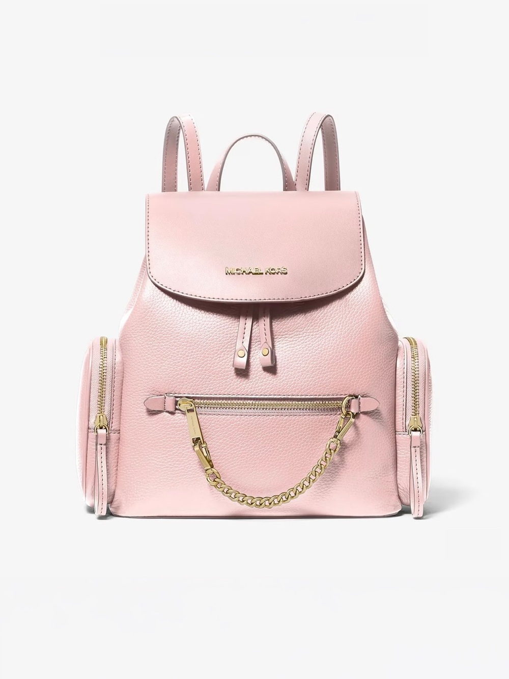 Michael Kors Blush Pink Leather Backpack with Gold Chain NWT